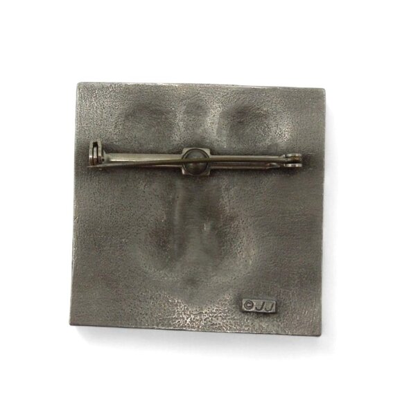 LION FACE Brooch Pin Silver Tone Metal by JJ Vintage 1.7 x 1.7" - Picture 6 of 7